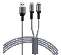 ZwaitL Câble de Multiple pour alimenter 2 appareils à la Fois USB A Type-C et câble USB à 5 Broches Cordon de données pour téléphone Tablette Cordon Double pour téléphone et Tablette