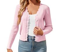 ZwaitL Cardigan d'été léger à manches longues ouvert sur le devant pour femme - Cardigan décontracté boutonné en tricot - Vestes boutonnées vers le bas, H, M