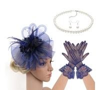 ZwaitL Chapeau bibi années 20 avec serre-tête et collier - Accessoire pour cheveux pour course de chevaux, événements, cocktails, fêtes, déguisements, jeux de rôle