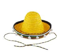 ZwaitL Chapeau de paille mexicanos tendance avec pompons blancs, pour festivals, fêtes à thème mexicanos