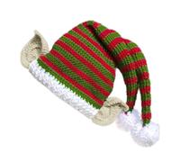 ZwaitL Chapeau de Père Noël rayé mignon pompon en peluche pour adultes hommes enfants