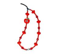 ZwaitL Charme de téléphone en Forme de cœur Rouge, chaîne de Perles, Pendentif, Accessoire décoratif pour téléphone Portable, pour Femmes et Filles, Sangle de téléphone en Forme de cœur