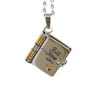 ZwaitL Collier avec pendentif en forme de livre en acier inoxydable - Cadeau idéal pour un anniversaire, un père, un père, taille unique, Comme décrit, Comme décrit.