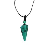 ZwaitL Collier avec pendentif hexagonal en maille conique avec pierres précieuses naturelles - Bijou portable élégant pour femme, taille unique, Comme décrit, Comme décrit.