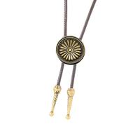 ZwaitL Collier contemporain en cuir PU avec ornements en alliage léger Bolos Cravate Design unisexe pour un usage quotidien élégant Chaîne en alliage de cuir PU, kaki foncé, The rain flowers are
