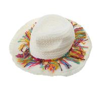 ZwaitL De chapeau de paille mexicains Starw Sombrero plage avec pompon coloré Fedoras Jazzs De