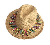 ZwaitL De chapeau de paille mexicains Starw Sombrero plage avec pompon coloré Fedoras Jazzs De