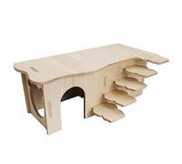 ZwaitL Design unique pour hamster avec marches, maison en bois multi-chambres avec fenêtre amovible gerbilles petit animal