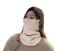 ZwaitL Écharpe coupe-vent en tricot avec crochet d'oreille - Protection du cou chaude pour les amateurs de sport - Foulard tricoté chaud pour l'hiver, beige, taille unique