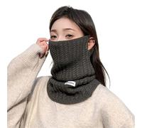 ZwaitL Écharpe coupe-vent en tricot avec crochet d'oreille - Protection du cou chaude pour les amateurs de sport - Foulard tricoté chaud pour l'hiver, gris foncé, taille unique