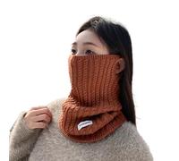 ZwaitL Écharpe coupe-vent en tricot avec crochet d'oreille - Protection du cou chaude pour les amateurs de sport - Foulard tricoté chaud pour l'hiver, caramel, taille unique