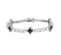 ZwaitL Élégant porte-bonheur, 4 feuilles, oxyde de zirconium, cuivre, pour femmes, tailles 17,8 cm, poids léger, bijoux de tous les jours, herbe réglable, 8 inches, Comme décrit