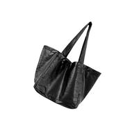 ZwaitL Élégant sac à bandoulière surdimensionné en polyuréthane avec poignée renforcée à l'intérieur du sac à main sous les aisselles tendance shopping tendance automne hiver épaule, Noir , One Size