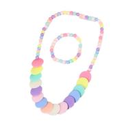 ZwaitL Ensemble collier et breloque en forme de fleur arc-en-ciel avec perles colorées pour filles