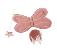 ZwaitL Ensemble d'accessoires 3 pièces pour filles avec couronne et baguette magique étoile pour séances photo d'enfants et événements de vacances, tenue de célébration des vacances