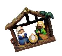 ZwaitL Ensemble de crèche de Noël en résine - Figurines de Noël - Statuettes miniatures pour la maison - Décoration de vacances - Figurines d'histoire de Noël