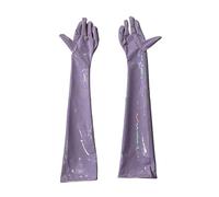 ZwaitL Gants longs élégants en cuir synthétique pour femme, coupe serrée et facile à nettoyer, brillants pour soirée, événement, fête, rassemblement, fête en cuir, violet clair, XL