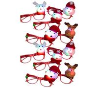 ZwaitL Lot de 10 lunettes de fête de Noël à LED avec cadre de Père Noël - Accessoires photo - Décorations pour le Nouvel An