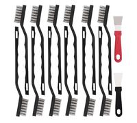 ZwaitL Lot de 14 brosses à récurer ergonomiques incurvées et grattoirs pour les espaces restreints, les scories de soudage en métal, accessoires de nettoyage, brosses de nettoyage robustes pour pièces