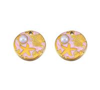 ZwaitL Lot de 2 breloques en acier inoxydable inspirées de la mer en forme d'étoiles de mer et de feuilles pour colliers faits à la main, accessoires artisanaux à porter au quotidien, taille unique