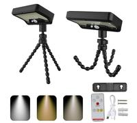 ZwaitL Lot de 2 lampes à pince à énergie solaire d'extérieur rechargeables 3 modes ABS + PS Texture adaptée au camping Décoration de jardin Étanche ABS + PS Lampe solaire