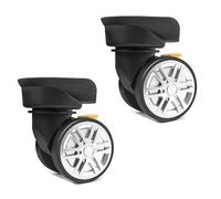 ZwaitL Lot de 2 roulettes de rechange robustes pour valise à bagages 360 degrés, W117 Noir, 11.7x7.8in