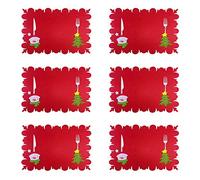 ZwaitL Lot de 6 sets de table pour bol de Noël, couteaux, fourchette, dessin animé, Père Noël, bonhomme de neige, arbre de vacances, dîner, fête, cuisine, vaisselle, décorations de Noël en plein air