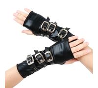 ZwaitL Mitaines punk en cuir PU avec fermoirs en métal - Accessoire de déguisement tendance - Manches de bras pour une fête quotidienne - Gants tendance pour homme et femme, Noir , taille unique