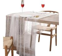 ZwaitL Nappe en organza transparent avec perles pour tables de salle à manger, fêtes et présentoirs décoratifs, décoration de table transparente