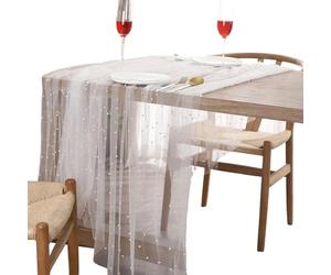 ZwaitL Nappe en organza transparent avec perles pour tables de salle à manger, fêtes et présentoirs décoratifs, décoration de table transparente
