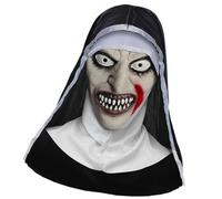 ZwaitL Nonne en latex avec visage sur le thème de la terreur, idéal pour les festivals d'Halloween, les réunions à thème et les amateurs de cosplay, accessoire pratique en polyester pour costume de