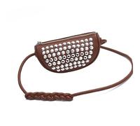 ZwaitL Petit sac à bandoulière clouté en cuir PU pour femme, sac à bandoulière pratique, décontracté, sac à main de voyage pour un usage quotidien punk, marron, One Size