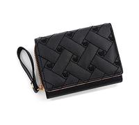 ZwaitL Portefeuille court en cuir synthétique pour femme avec porte-cartes de crédit, petite monnaie, poche à monnaie, Noir , As shown in the picture (error 1-3cm)