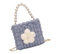 ZwaitL Sac à bandoulière en tricot doux comme un nuage crème avec fleur bouffante - Sac à bandoulière léger et adapté pour le voyage, gris clair, One Size