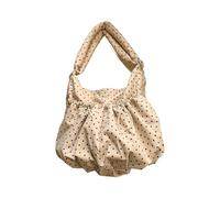 ZwaitL Sac à bandoulière tendance avec fermeture à cordon de serrage, motif à pois, sac à bandoulière en coton, design plissé, intérieur spacieux, navetteurs pour femmes avec cordon de serrage, kaki