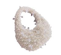 ZwaitL Sac de soirée tendance à double poignée avec fausses perles, design compact moderne, accessoire léger pour femme, sac à main fonctionnel en PVC