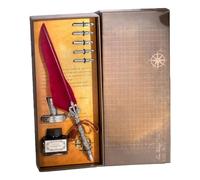 ZwaitL Stylo plume antique rétro gravé Plume Dip Coffret cadeau avec 5 pointes interchangeables et encrier pour débutant