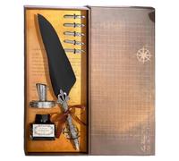 ZwaitL Stylo plume antique rétro gravé Plume Dip Coffret cadeau avec 5 pointes interchangeables et encrier pour débutant