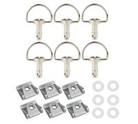 ZWBHNB Kit De Boulons De Carénage pour Moto pour Y&amaha R1 R6 17 Mm, Fixations Rapides, Anneau en D, Rivets 1/4 De Tour, Goujons. Kit de Boulons de Carénage de Motos(Argent,6 pièces)