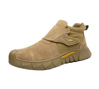 ZWCLSH Bottes De Soudeur Classic pour Homme Et Femme, Chaussures De Sécurité en Suède Cuir pour Travaux De Soudage Industriel, avec À Ouverture Facile,Marron,44 EU