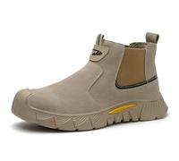 ZWCLSH Chaussure De Securité Homme Et Femme sans Lacet, Basket De Securite Legere Et Confortable, Botte De Sécurité Travail De Haute Chantier, Embout Composite & Kevlar Anti-Pénétration,Kaki,42 EU
