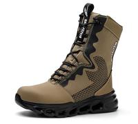 ZWCLSH Chaussure de Securite Homme et Femmes Militaires, Basket de Securite Homme Montante Legere et Confortable, Botte de Securité du Travail de Haute Chantier,Marron,42 EU