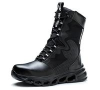 ZWCLSH Chaussure de Securite Homme et Femmes Militaires, Basket de Securite Homme Montante Legere et Confortable, Botte de Securité du Travail de Haute Chantier,Noir,45 EU