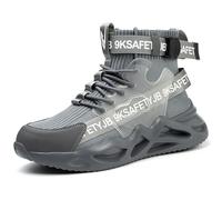 ZWCLSH Chaussures De Sécurité Hommes Femme Montante Basket De Securite Légère Confortable Bottines De Travail Embout Acier Protection,Gris,43 EU