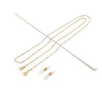 ZWCSHUU Lot de 6 chaînes de Lunettes de Soleil à Faire soi-même, Accessoires Tendance for Femmes, chaîne de Perles cylindriques, Collier Anti-Chute, 75 cm Chaîne de Lunettes(Gold)