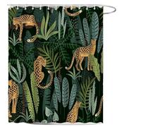 ZWCSHUU Rideau Douche Rideau de Douche, Rideau Salle Bain, léopard Tropical, Faune, Moderne Rose esthétique Phase Lune Bleu Floral(1965SH,300x180cm-118x70in)