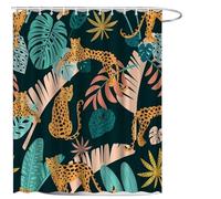 ZWCSHUU Rideau Douche Rideau de Douche, Rideau Salle Bain, léopard Tropical, Faune, Moderne Rose esthétique Phase Lune Bleu Floral(1966SH,300x180cm-118x70in)