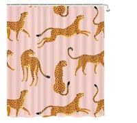 ZWCSHUU Rideau Douche Rideau de Douche, Rideau Salle Bain, léopard Tropical, Faune, Moderne Rose esthétique Phase Lune Bleu Floral(1970SH,180x230cm-70x90in)