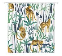 ZWCSHUU Rideau Douche Rideau de Douche, Rideau Salle Bain, léopard Tropical, Faune, Moderne Rose esthétique Phase Lune Bleu Floral(1964SH,90x180cm-35x70in)