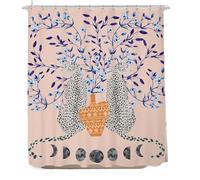 ZWCSHUU Rideau Douche Rideau de Douche, Rideau Salle Bain, léopard Tropical, Faune, Moderne Rose esthétique Phase Lune Bleu Floral(1962SH,240x180cm-94x70in)